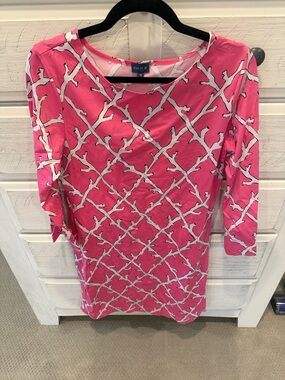 Melly M Pink and White Patterned Shift Dress